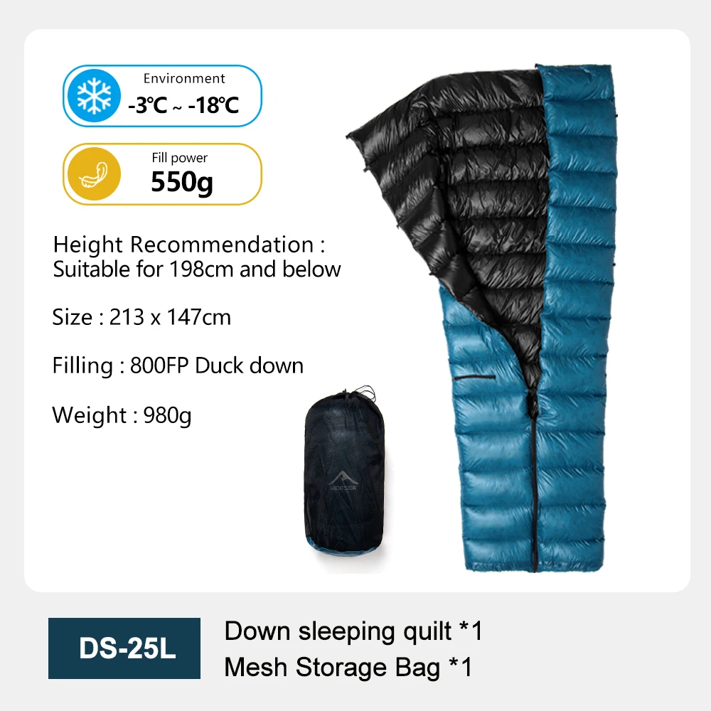 Couette de couchage en duvet de canard ultraléger 0/-10/-20°C WIDESEA 800FP – Image 8
