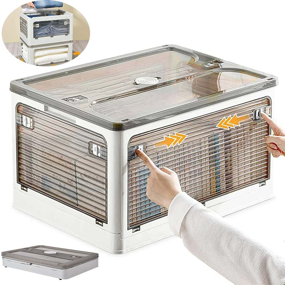 Boîte de rangement pliable, épais avec couvercle, rangement pour voiture de camping, pique-nique, placard, – Image 2