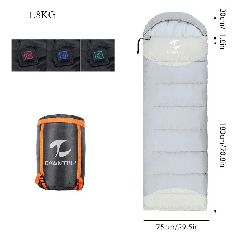 Sacs de couchage chauffants en coton, alimentation USB, sac de transport léger étanche connectable avec un second – Image 16