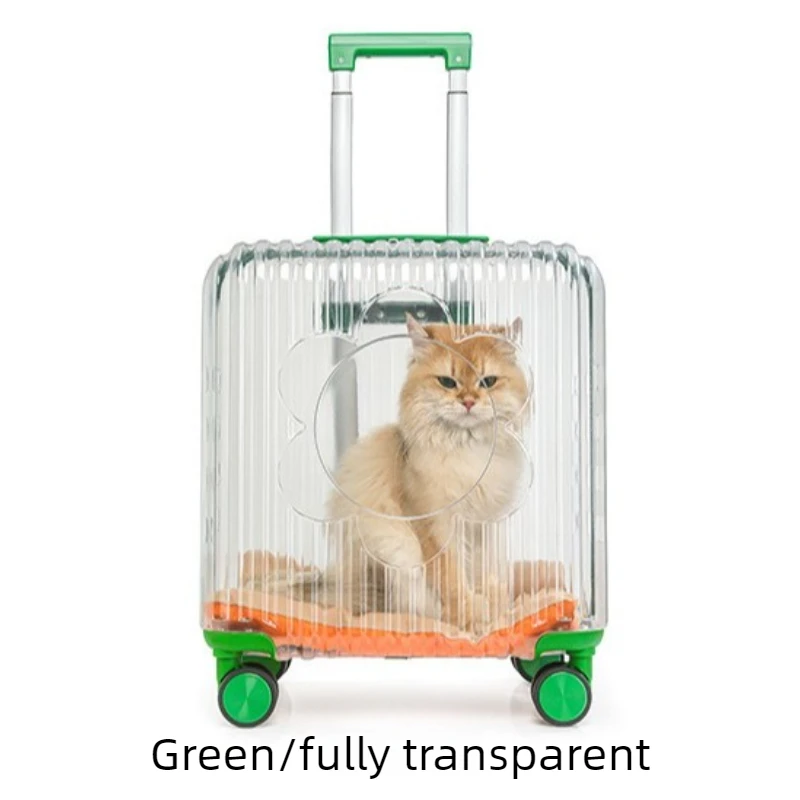 Valise/caisse de transparent chat/chien à roulettes avec poignées, – Image 7