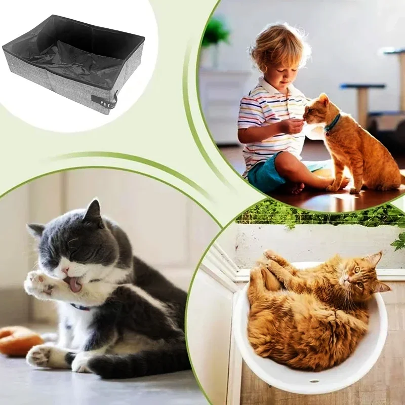 Bac à litière pour chat portable, résistant aux fuites, pliable – Image 6