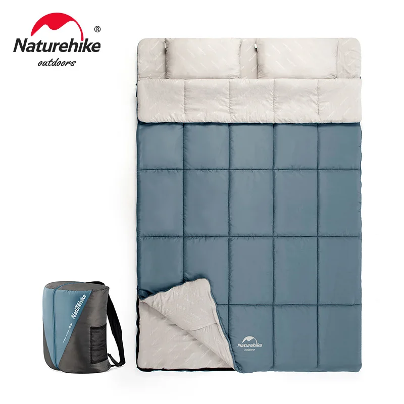 Sac de couchage 2 personnes coton imperméable avec Sac 15/5°C pour accroche randonnée Naturehike