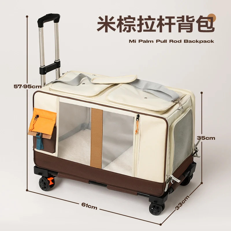 Beau sac de transport pour chat, valise à roulettes multi-animaux de compagnie – Image 10