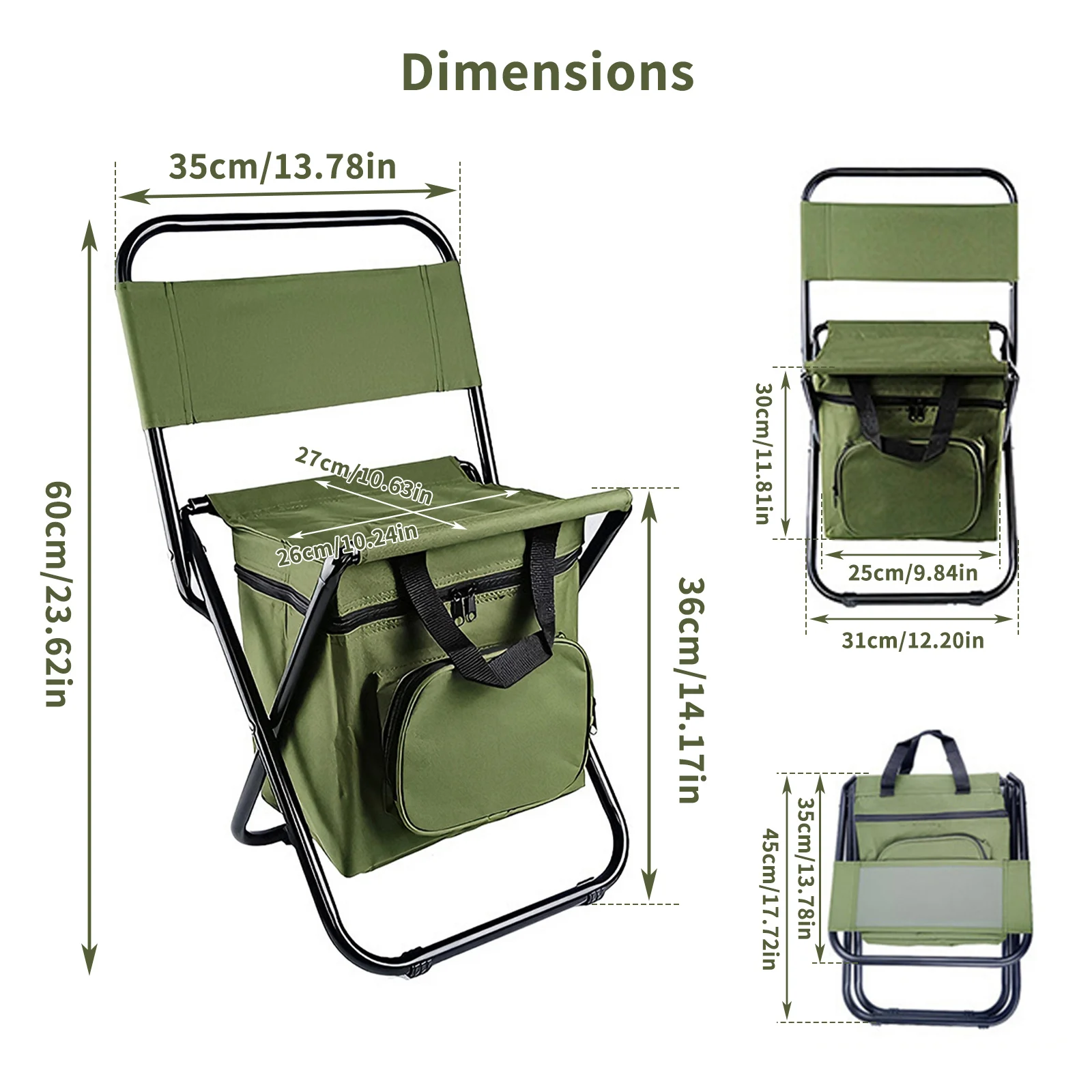 Chaise de camping pliable 2-en-1 avec sac isotherme idéal pêche et plein air – Image 6