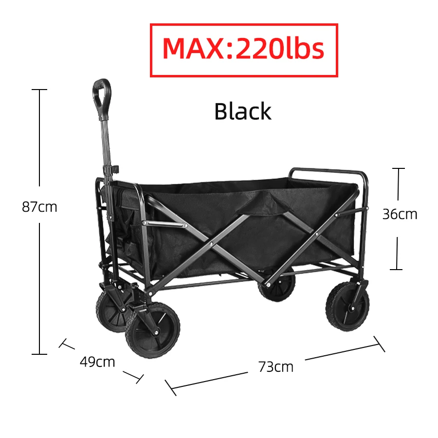chariot pliable robuste de grande capacité, camping, achats, l'équipement extenssible à l'arrière – Image 9