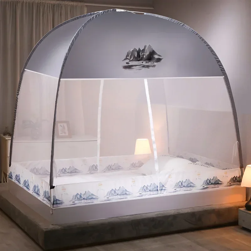 Moustiquaire de lit pliable pour lit double, respirante, anti-moustiques, pour la maison, les voyages et le camping – Image 9
