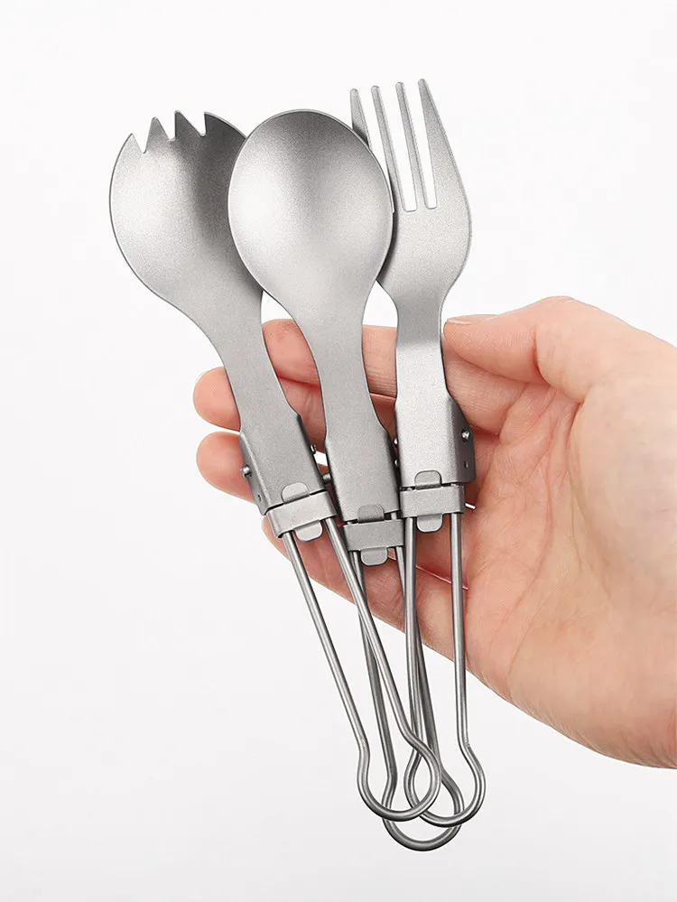 Couvert cuillère pliable en titane démontable – Image 21