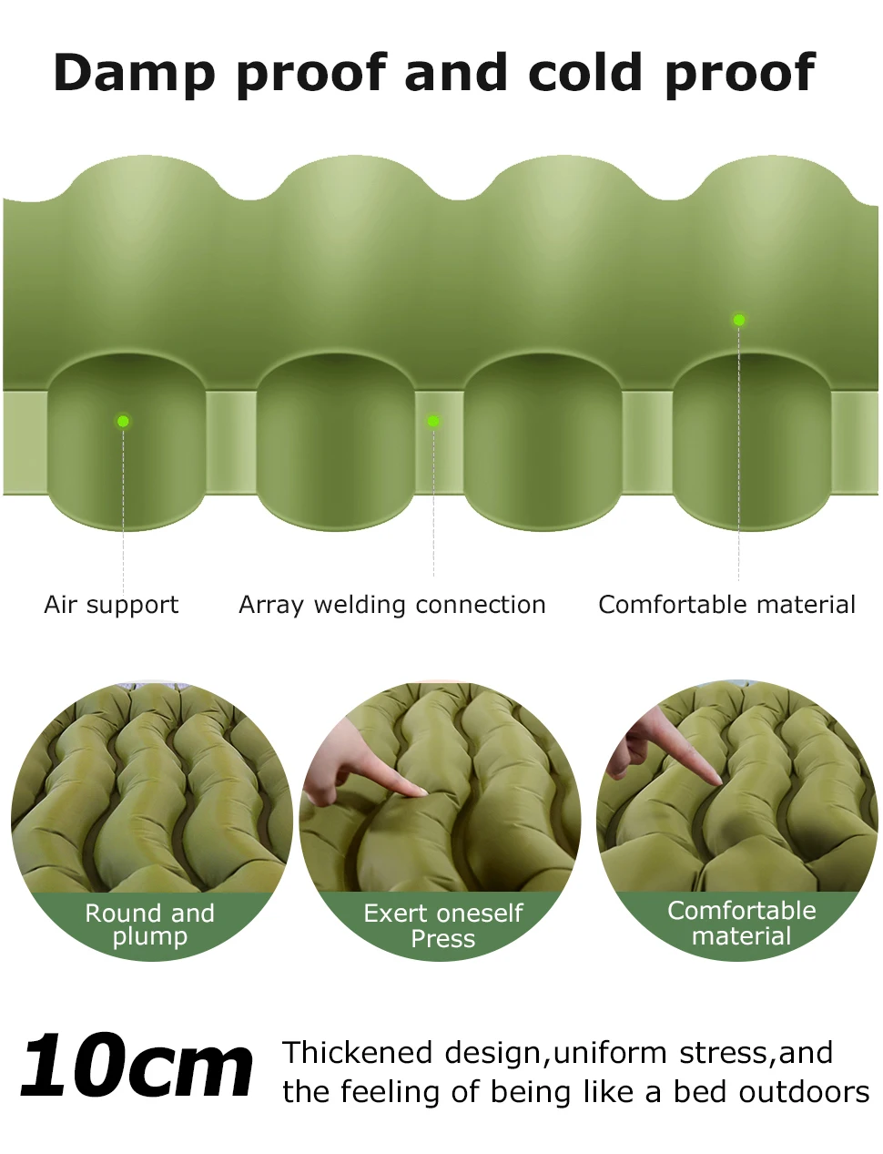 Matelas gonflable de camping épais avec oreiller intégré à pompe – Image 13
