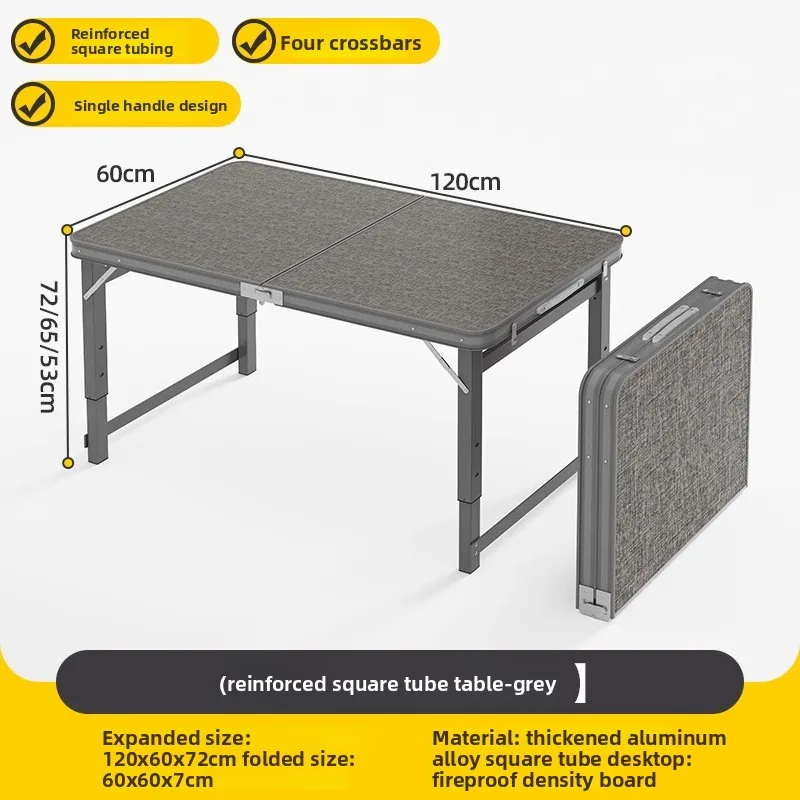 Table de pique-nique pliante 4 personnes réglable en hauteur cadre aluminium 3 versions 100/120/180 cm de long – Image 27