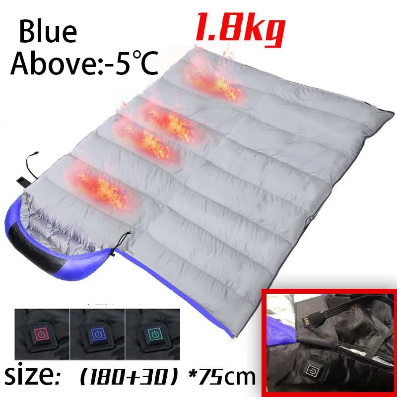 Sacs de couchage chauffants en coton, alimentation USB, sac de transport léger étanche connectable avec un second – Image 11