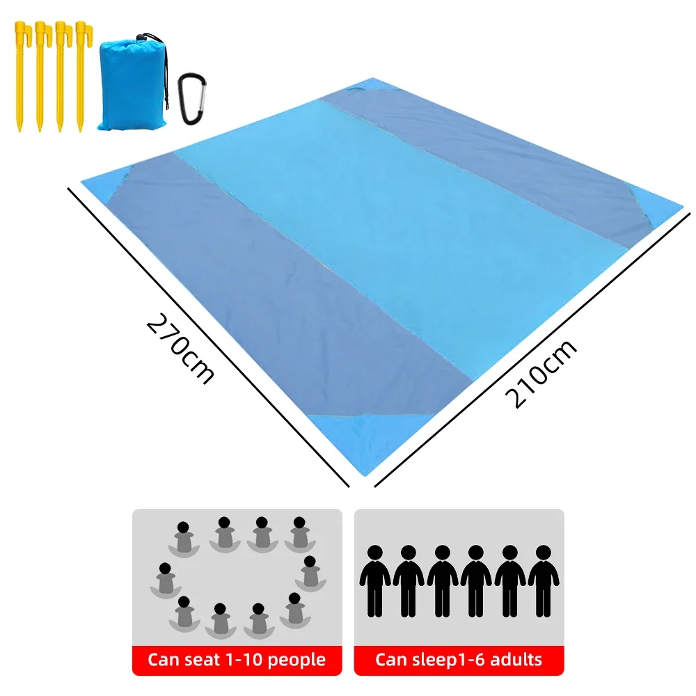 Tapis/couverture de plage imperméable extra large, pliant, de poche, léger – Image 8