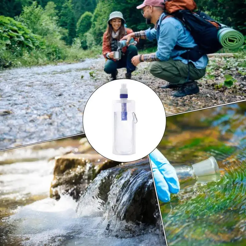 purificatrice d'eau/Bouteille d'eau pliable avec filtre, récipient filtrant de 480/1 000 ml, réutilisable – Image 5