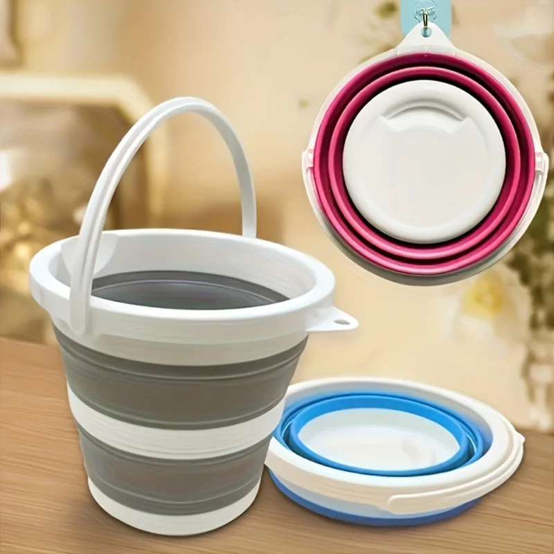 Seau pliant portable 1 pièce 5/10L durable, facile à ranger – Image 2
