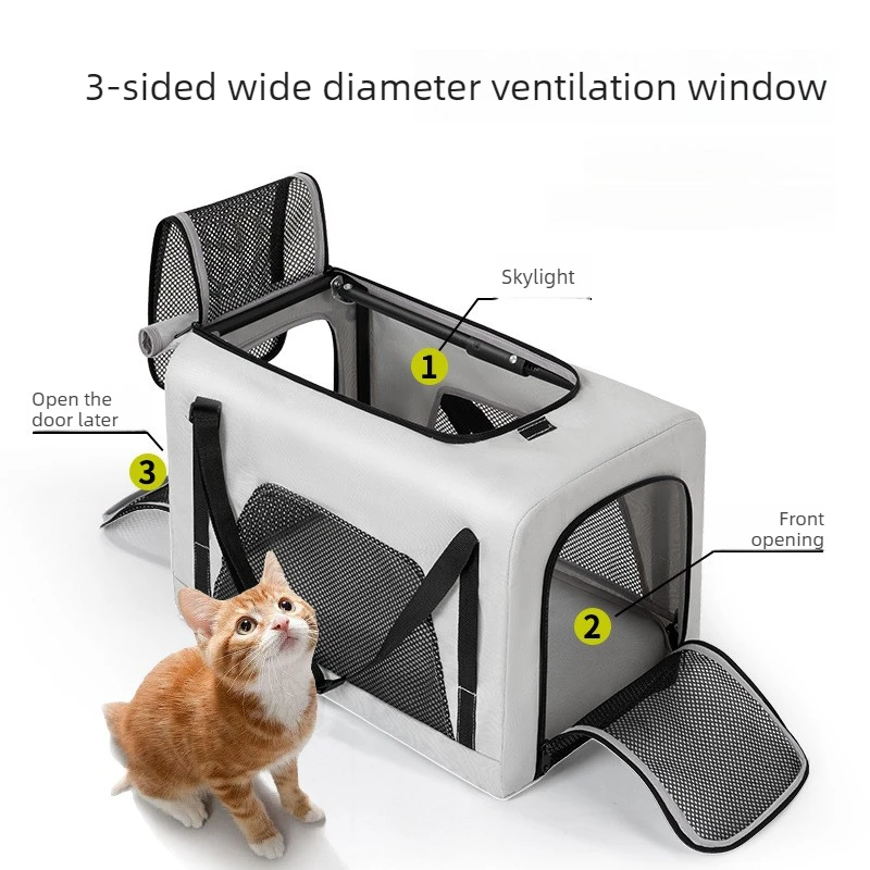 Foldable Pet Stroller for Cats Dogs, Lightweight Travel Cat Stroller, Outdoor Pushchair for Puppies, One-Hand Folding – Image 3