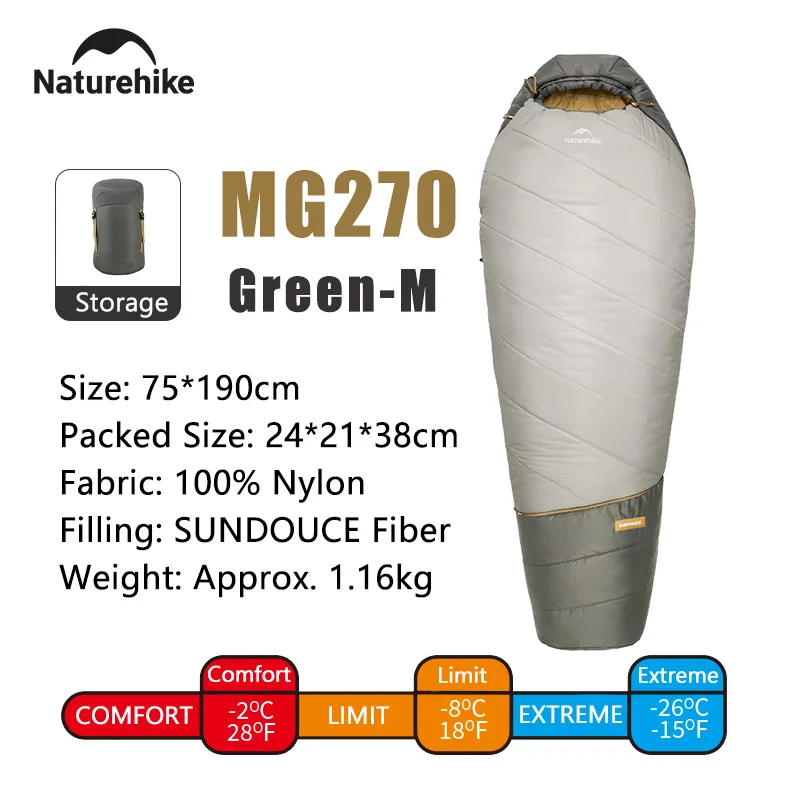 Sacs de couchage MG120 MG270 -2/~8℃ léger et imperméable Lavable en machine Naturehike MJ PRO – Image 10