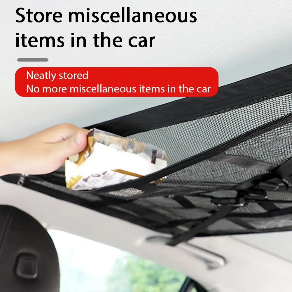 Organisateur de rangement de toit de voiture, sac en filet solide – Image 17