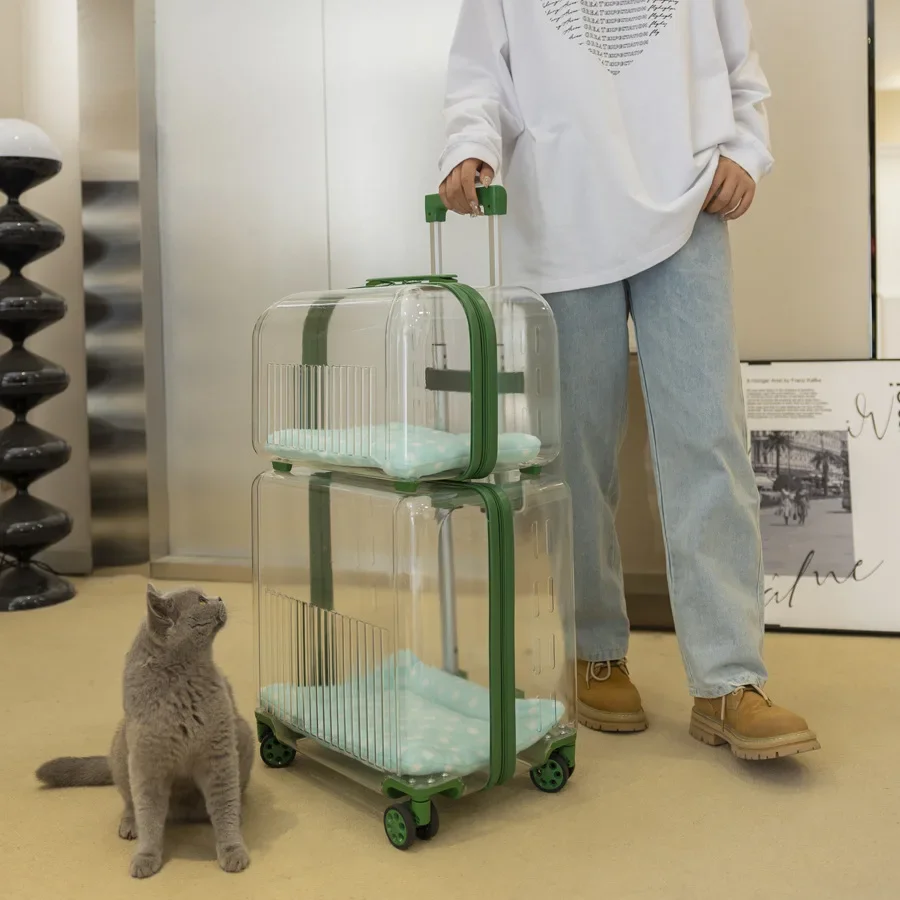 Valise/caisse de transport de chats/animaux pratique pour sortir, deux ou trois chats, valise pour chien ventilée – Image 2