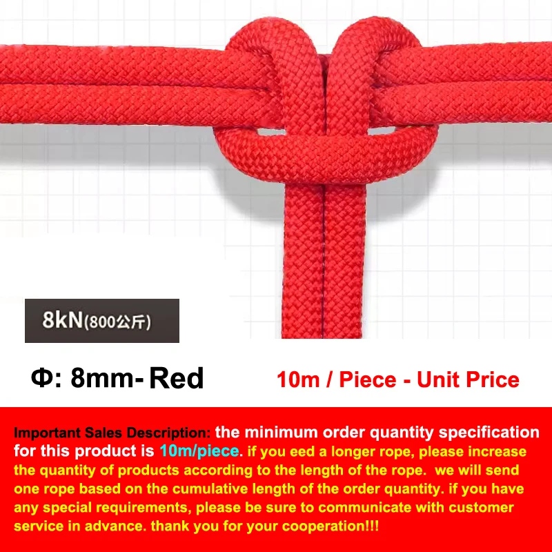 Φ:6/8/10/12mm-10m, Auxiliary Safety Rope,High-Altitude Operations, Emergency Evacuation Rescue Outdoor Mountain Climbing, P737 – Image 16
