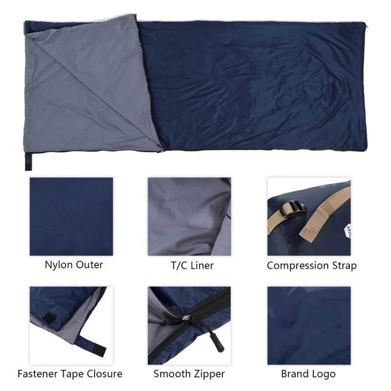 Sac de couchage en coton ou doublure en hiver, sac de transport facile 4 saison adaptatif 180 cm 205 cm – Image 3