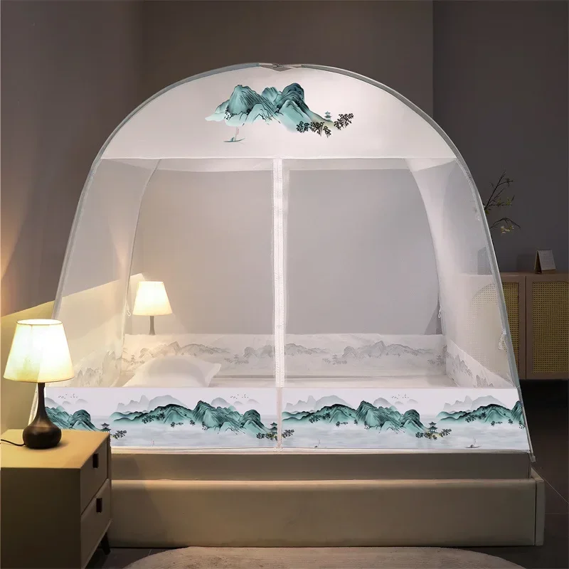 Moustiquaire de lit pliable pour lit double, respirante, anti-moustiques, pour la maison, les voyages et le camping – Image 11
