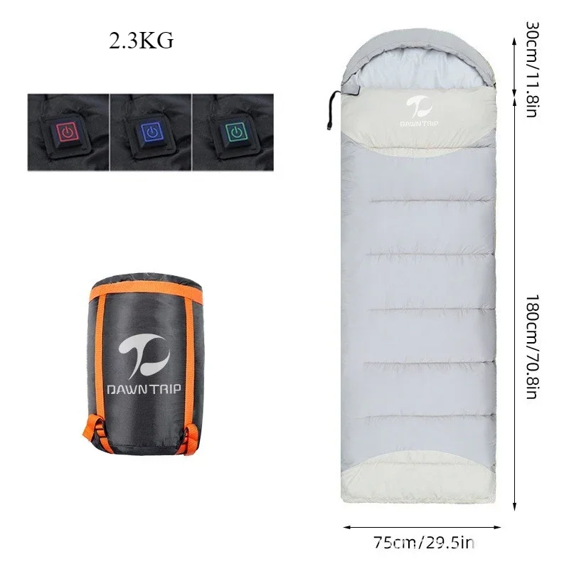 Sacs de couchage chauffants en coton, alimentation USB, sac de transport léger étanche connectable avec un second – Image 14