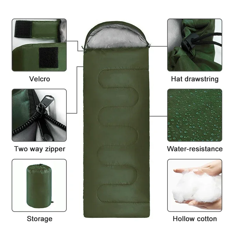 Sac de couchage ultraléger, imperméable, enveloppe chaude, 3 saisons, 15/5°C 1er Prix – Image 4