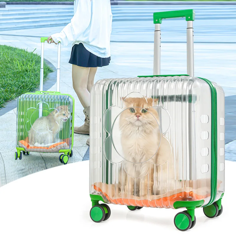 Valise/caisse de transparent chat/chien à roulettes avec poignées, – Image 3