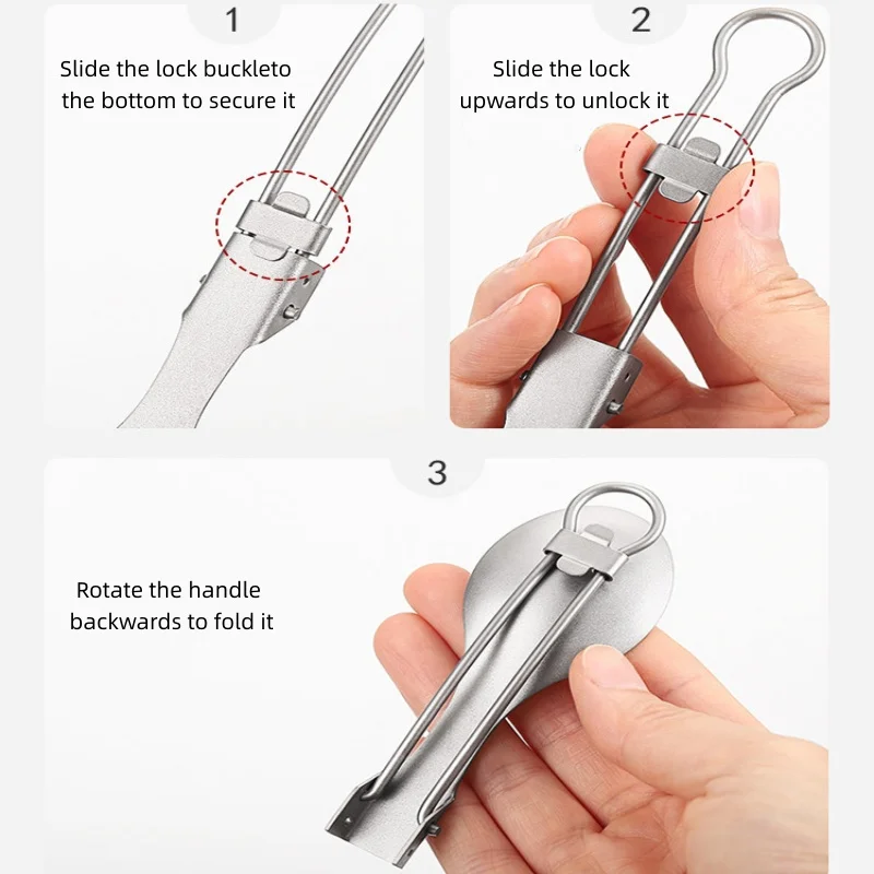 Couvert cuillère pliable en titane démontable – Image 4