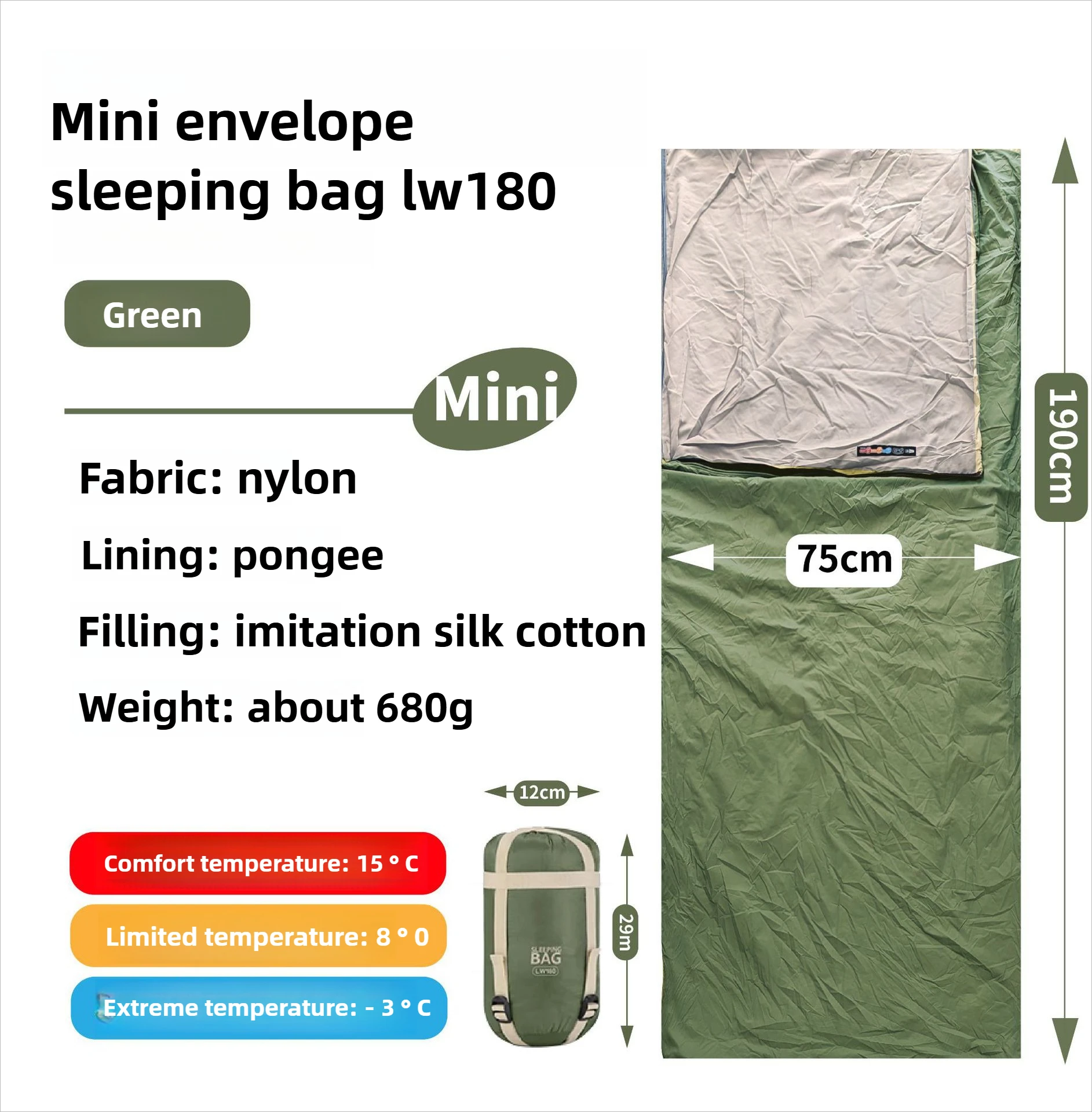 Mini sac de couchage adulte, en coton lavable en machine voyage, alpinisme, camping en plein air, – Image 15
