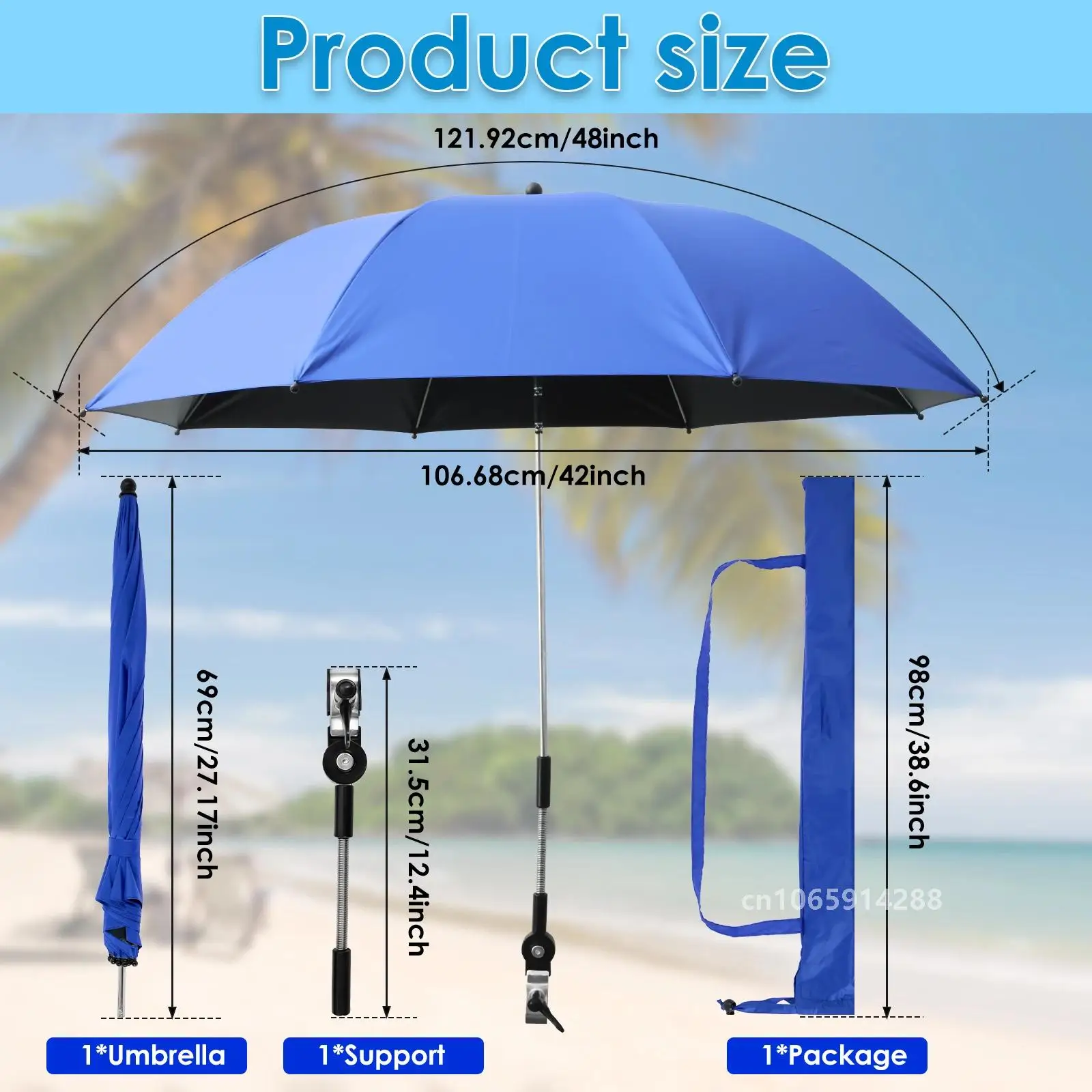 Parasole anti-UV pour Chaise de plage à clip et sac transport – Image 4