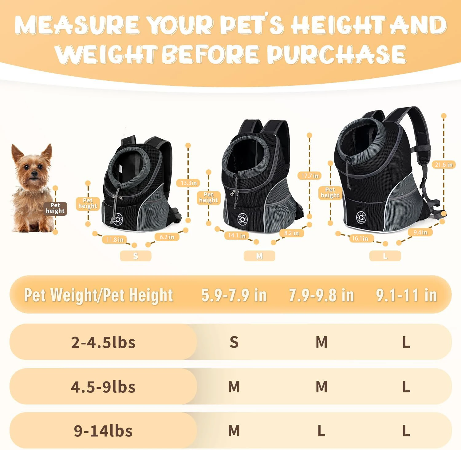 Sac à dos de transport pour animaux de compagnie petits chiens et chats – Image 2