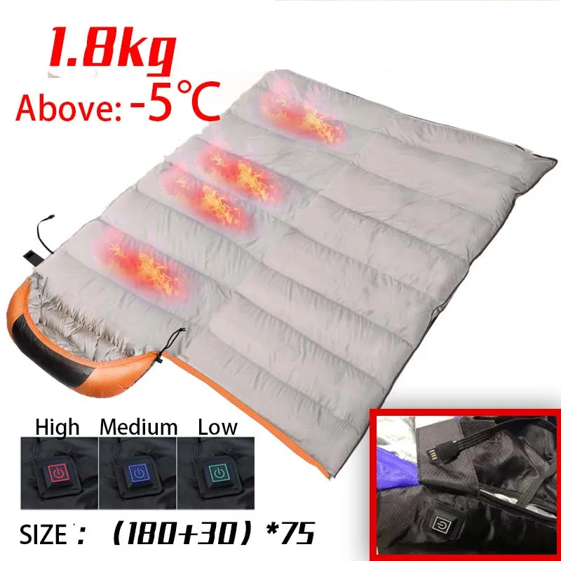 Sacs de couchage chauffants en coton, alimentation USB, sac de transport léger étanche connectable avec un second – Image 10
