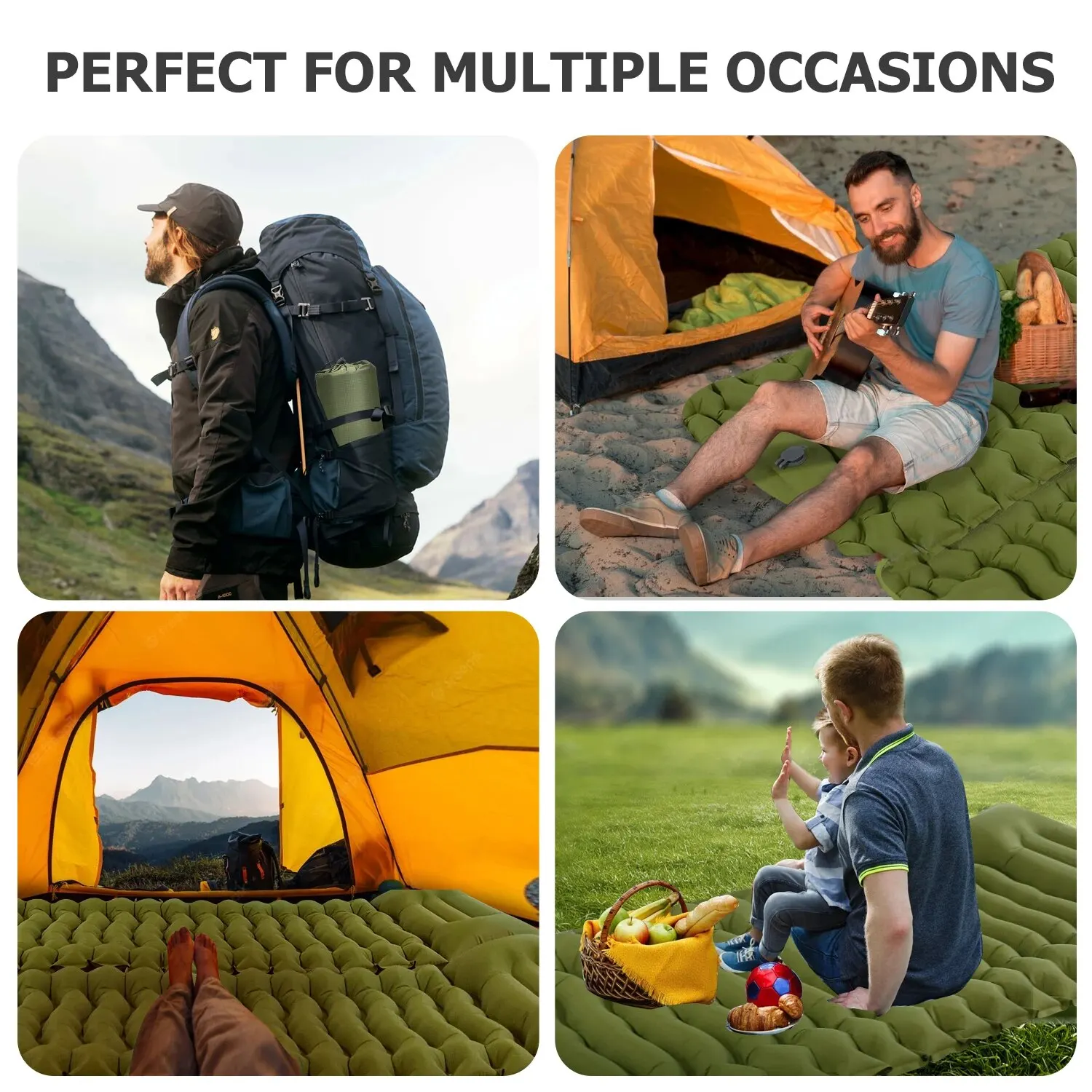 Matelas gonflable de camping épais avec oreiller intégré à pompe – Image 6