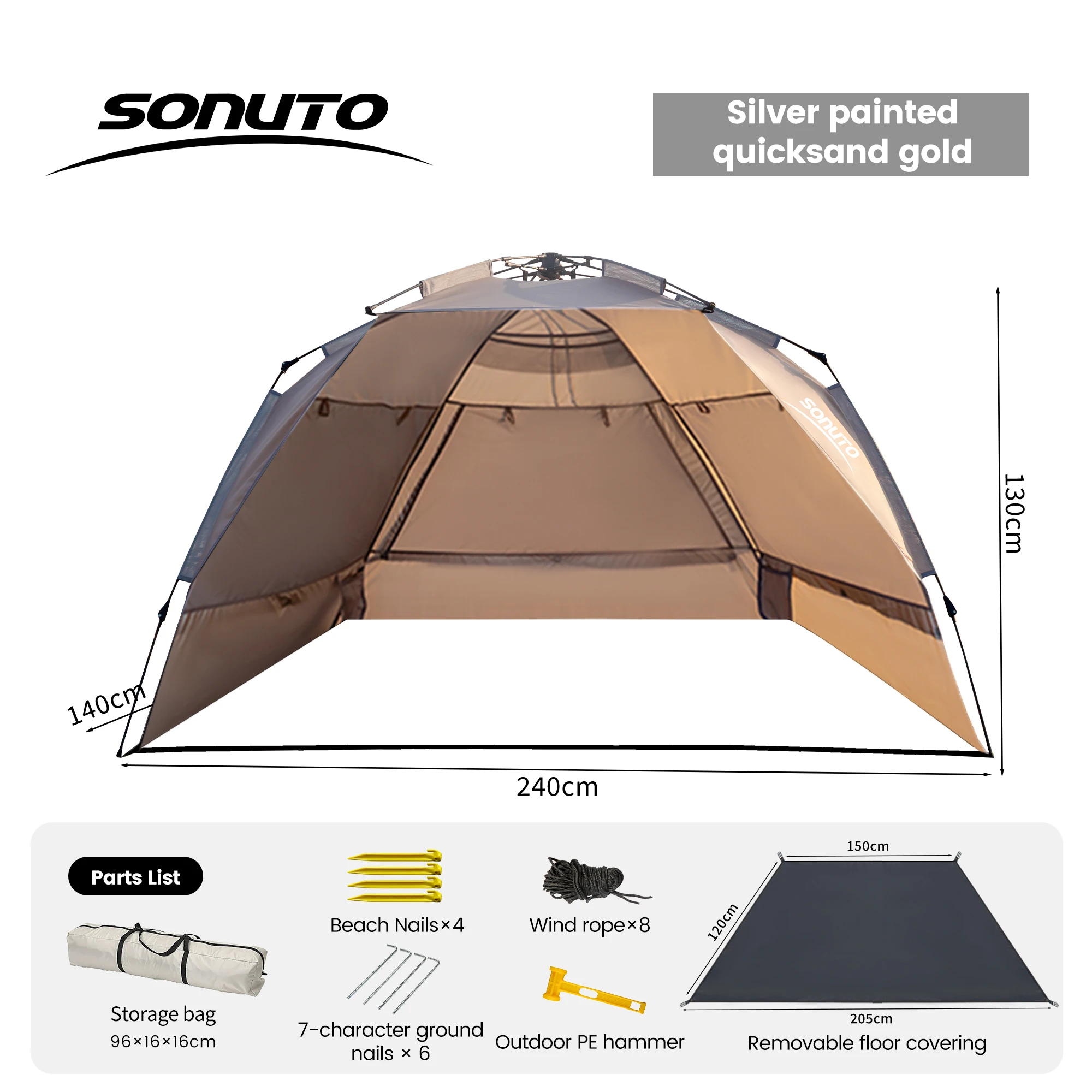 Tente/habrit de camping, ouverture automatique rapide, Sonuto 3-4P – Image 10