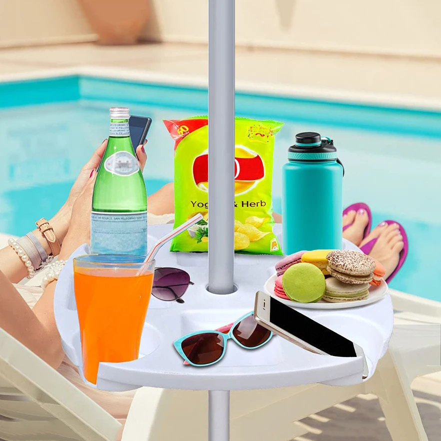 Plateau parasole avec 4 porte-gobelets et 4 espaces collations, CYBeach Umbrella extérieur – Image 2