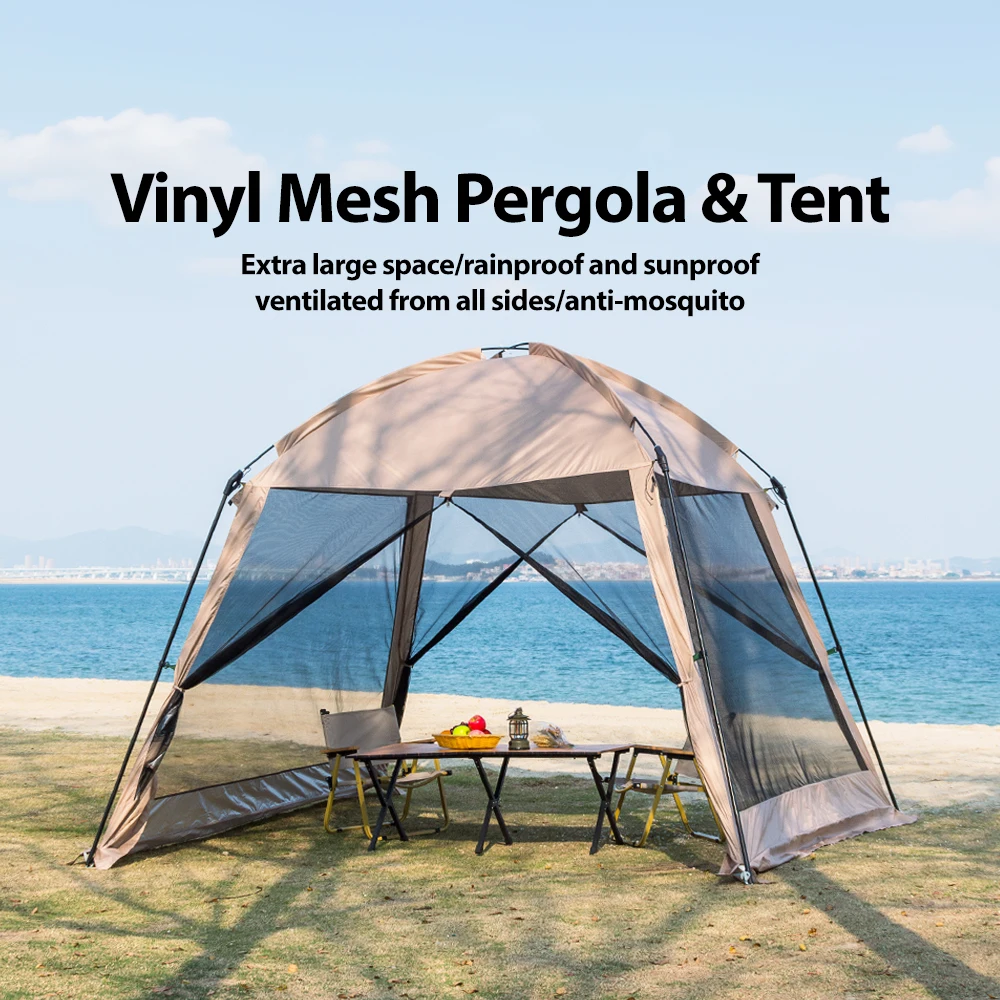 6 Person Camping Tent, Waterproof Windproof Sun Shelter, Instant Setup Family Tent for Outdoor Beach Picnic, 210D Oxford Fabric – Image 2