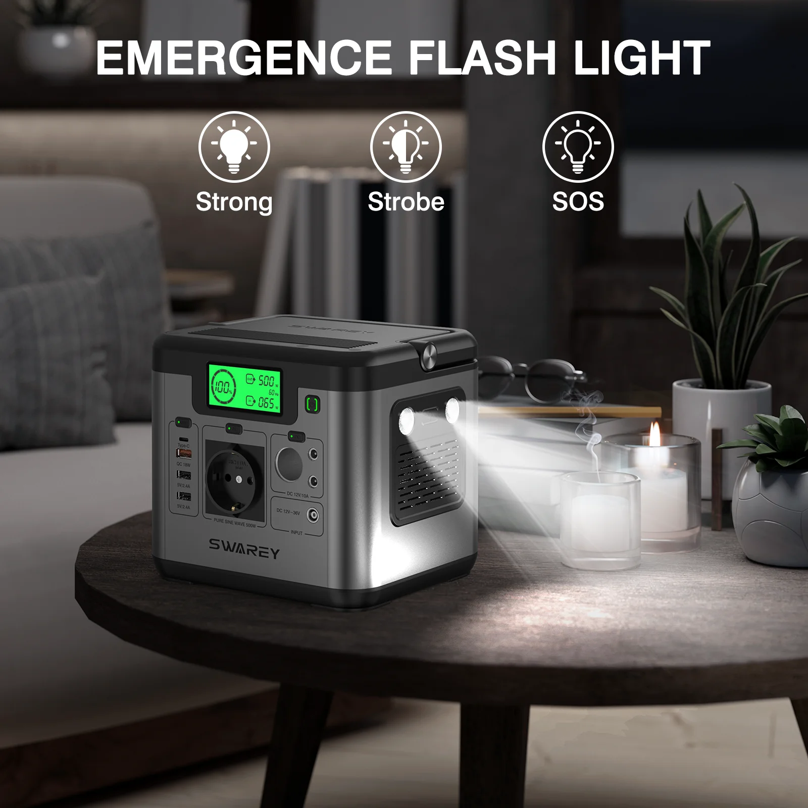 Générateur solaire 518 Wh Centrale électrique SWAREY S500 Pro 500 W (1 000 W de crête) avec panneau solaire 100 W – Image 5