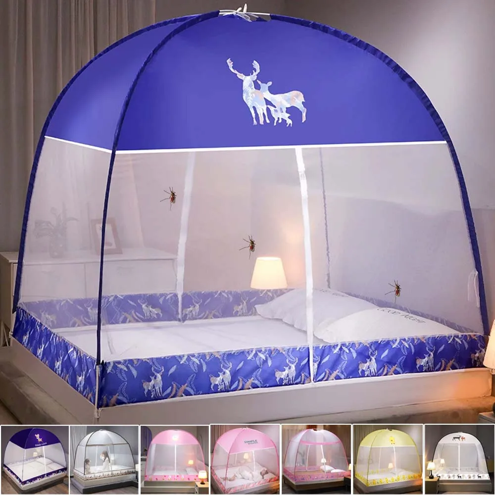 Moustiquaire de lit pliable pour lit double, respirante, anti-moustiques, pour la maison, les voyages et le camping