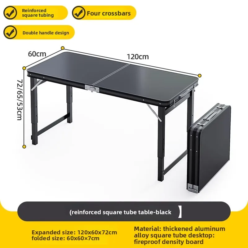 Table de pique-nique pliante 4 personnes réglable en hauteur cadre aluminium 3 versions 100/120/180 cm de long – Image 21