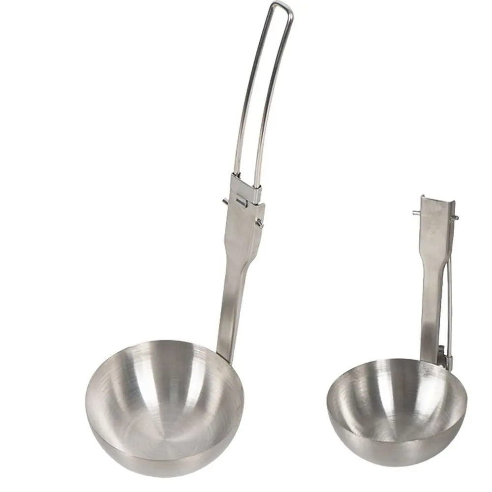 Cuillère pliante en acier inoxydable pour cuisine et extérieur, louche de cuisine