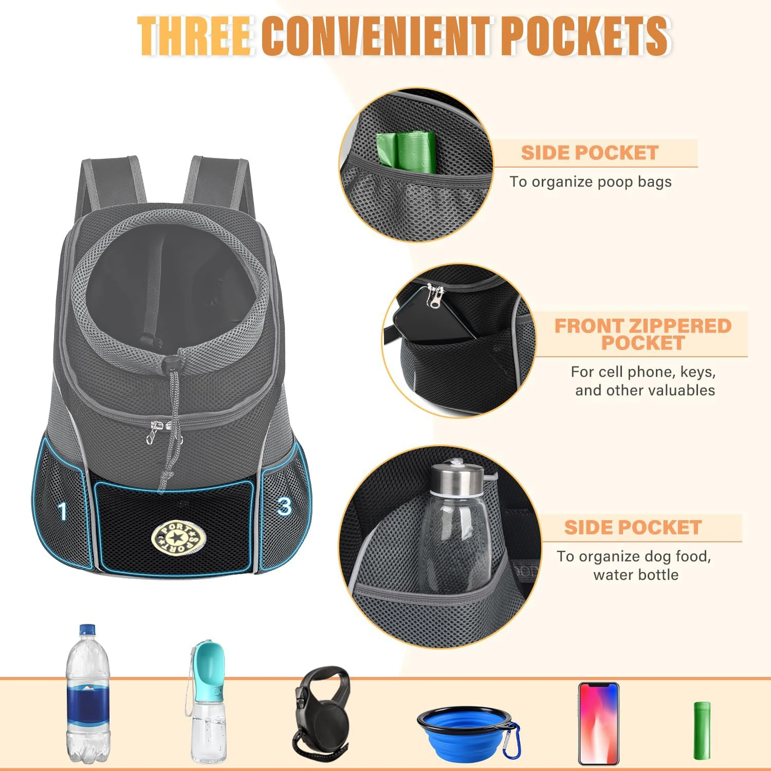 Sac à dos de transport pour animaux de compagnie petits chiens et chats – Image 5