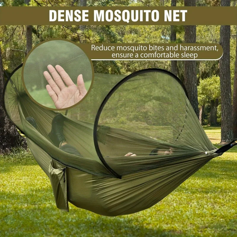 Hamac de camping 2 en 1 avec moustiquaire ultraléger en nylon appoint survie plein air