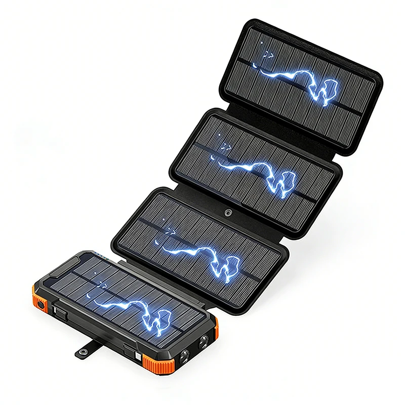 batterie/chargeur rapide solaire sans fil 20000mAh (6 panneaux solaires) manivelle – Image 11