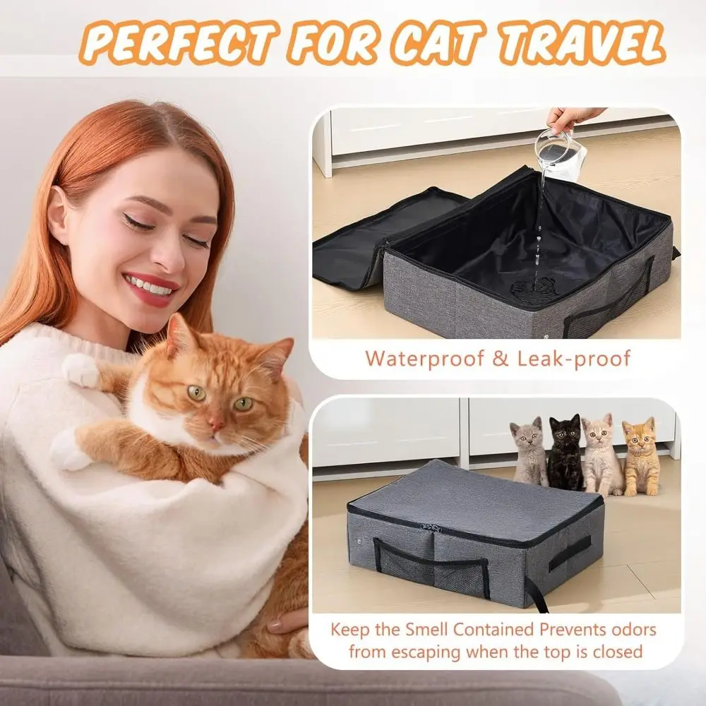 Bac à litière pliable pour chat, pour voyage, Anti fuite , résistant à l'eau – Image 10