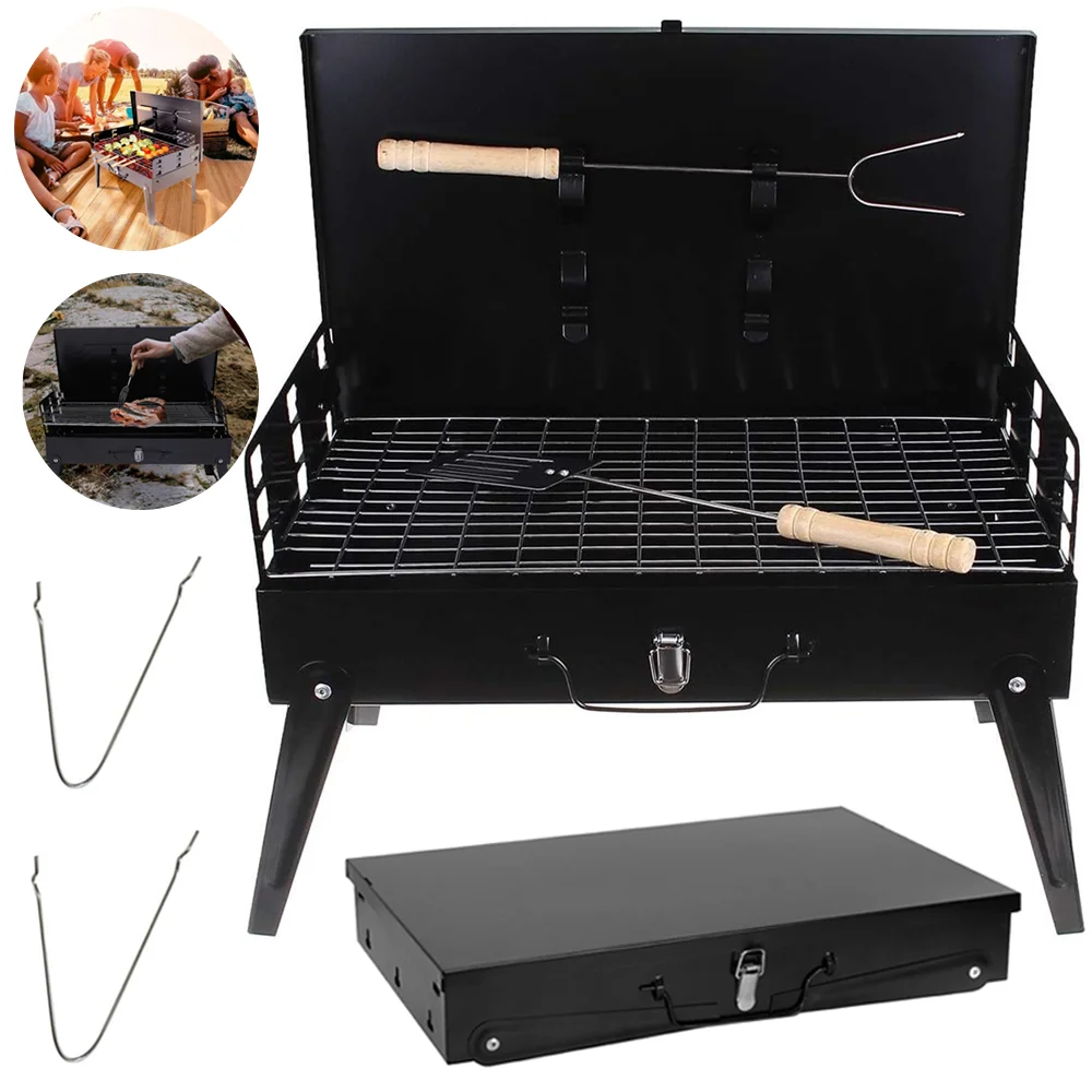 Barbecue portable pliable au charbon camping en plein air, pique-nique – Image 2