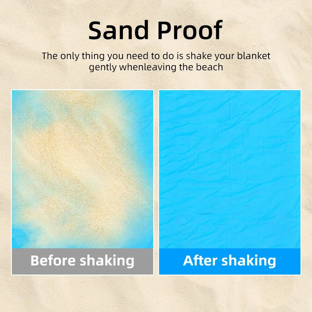 Tapis/couverture de plage imperméable extra large, pliant, de poche, léger – Image 3