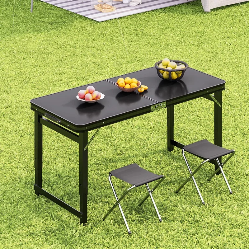 Table de pique-nique pliante 4 personnes réglable en hauteur cadre aluminium 3 versions 100/120/180 cm de long – Image 4