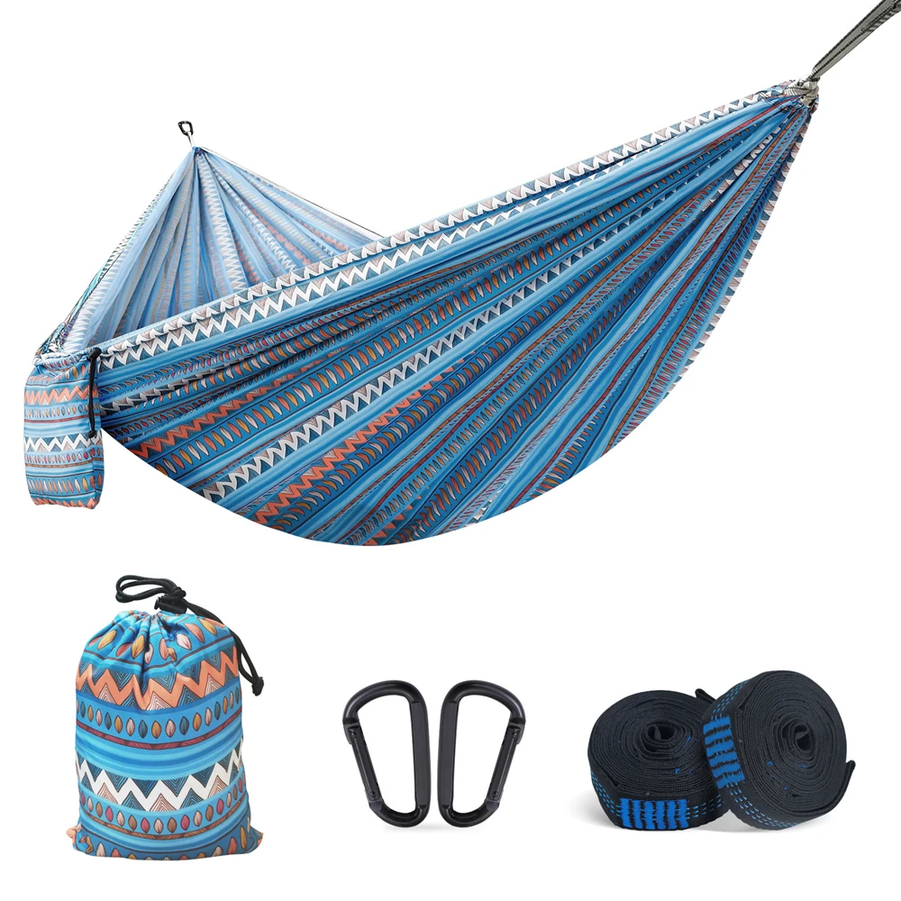 Hamacs designe 2 personnes rapide en tissu de parachute pour double voyage 200 kg – Image 2