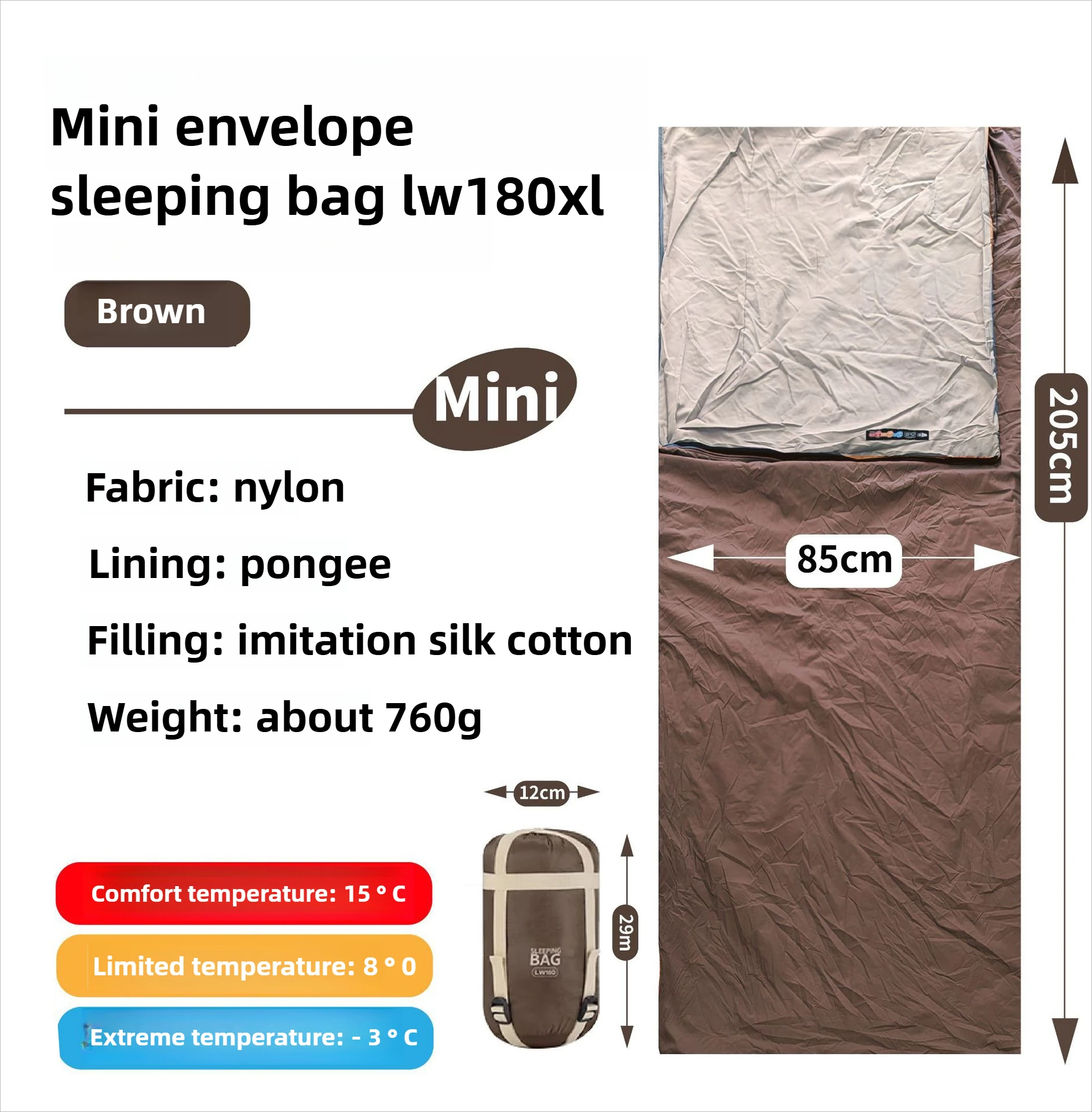 Mini sac de couchage adulte, en coton lavable en machine voyage, alpinisme, camping en plein air, – Image 7