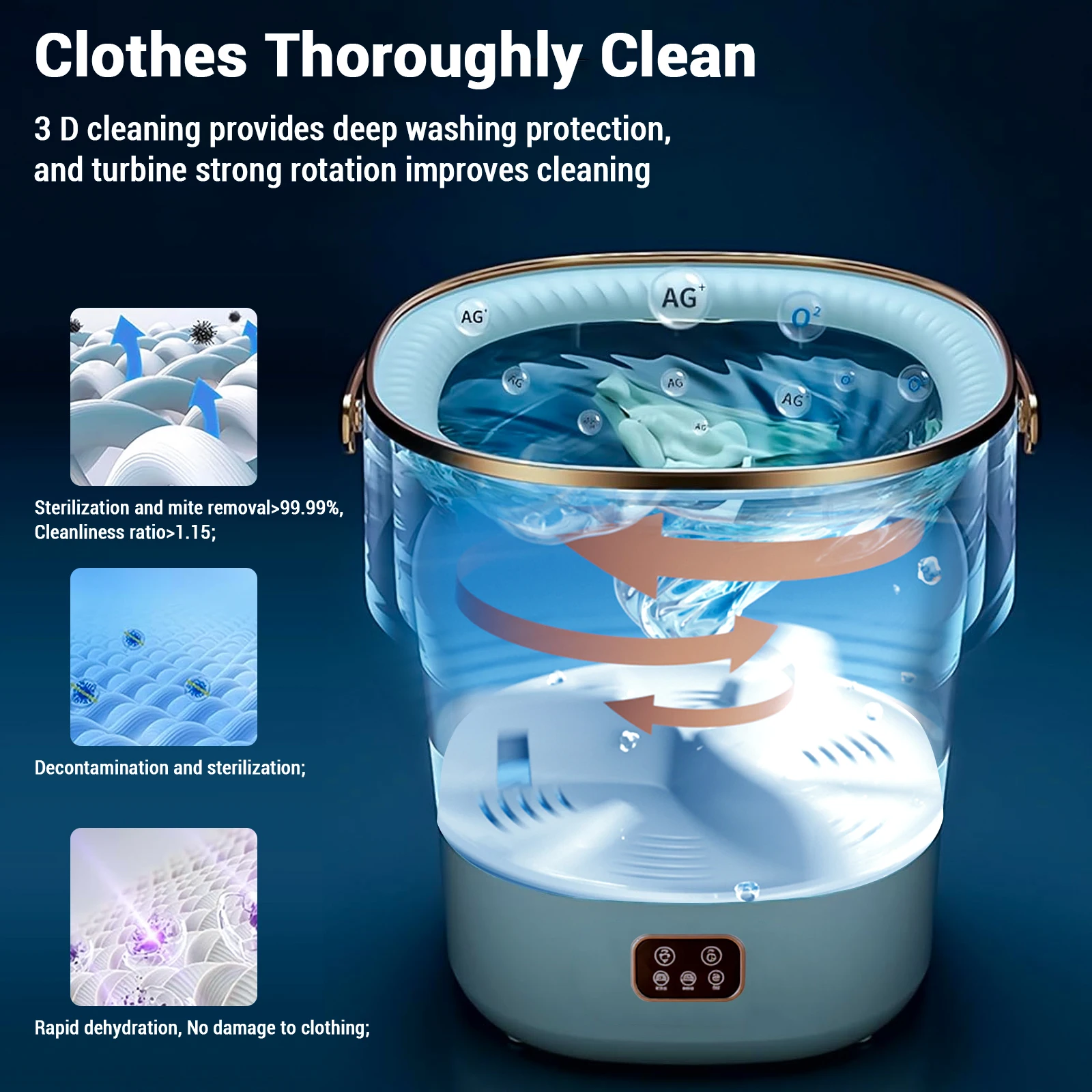 Machine à laver portable 12 L Petit sèche-linge pliable Sous-vêtements Léger et efficace